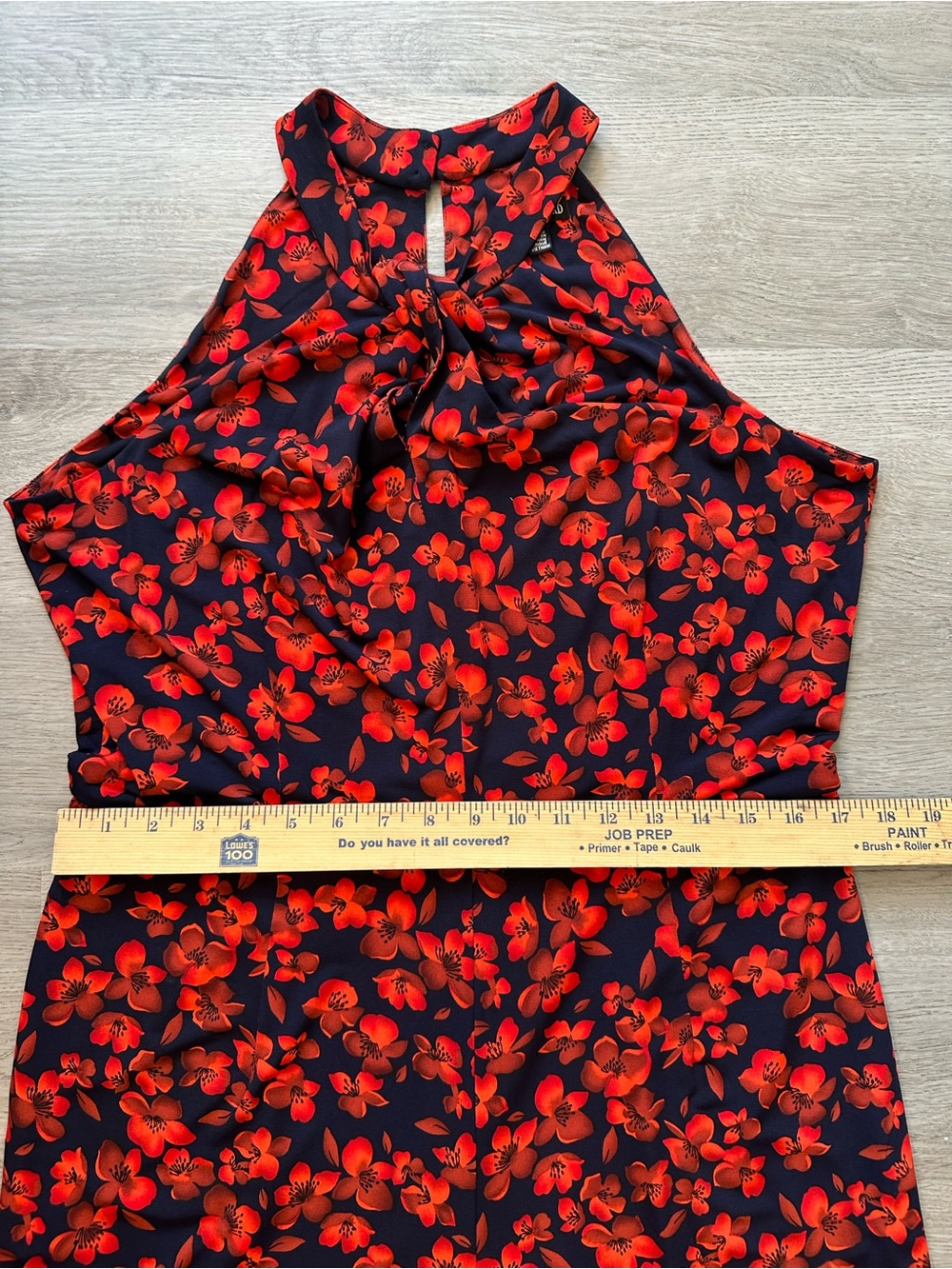 Nina Leonard L Orange & Blue Floral Halter Wide-Leg Jumpsuit - Picture 5 of 5